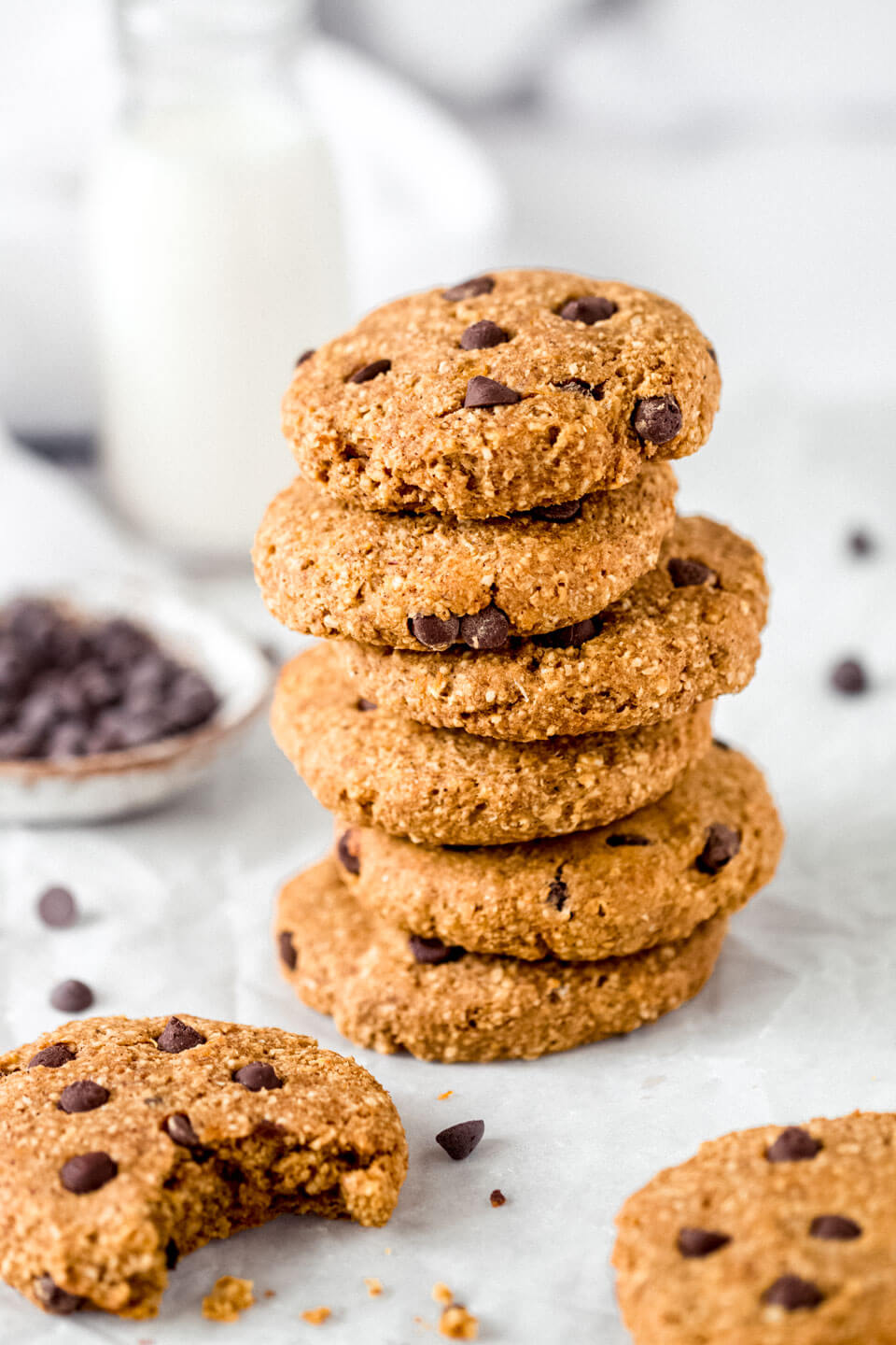 A stack of pumpkin & chocolate chip cookies with milk – Fit Foodie Nutter