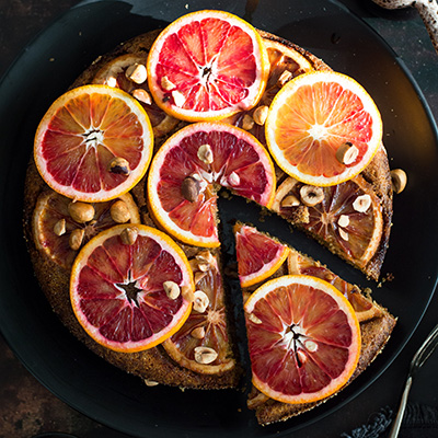 Upside down vegan blood orange cake