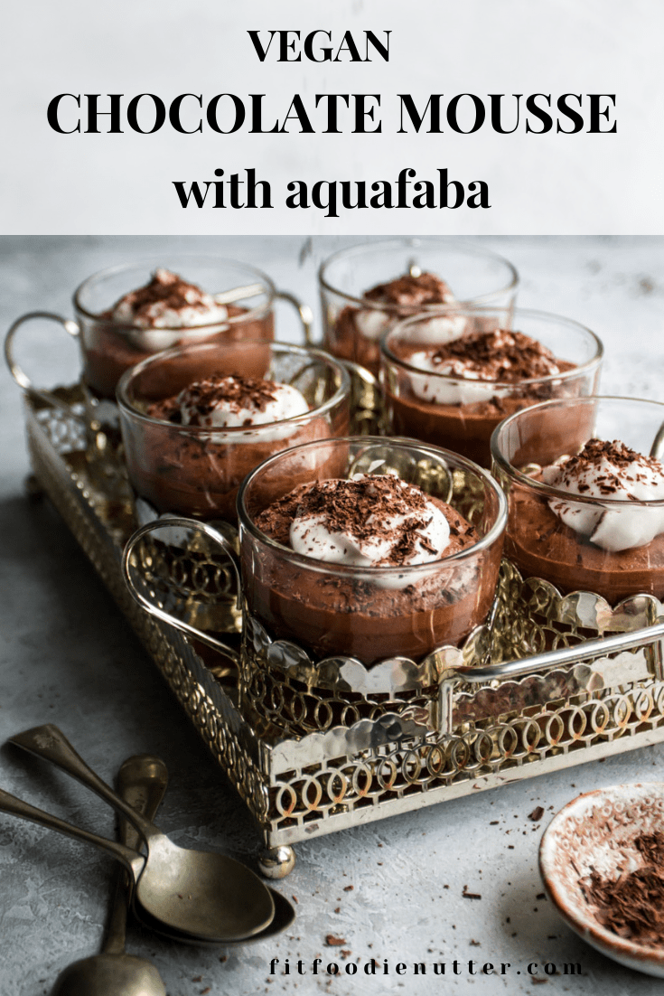 Vegan chocolate mousse on a silver tray - Fit Foodie Nutter